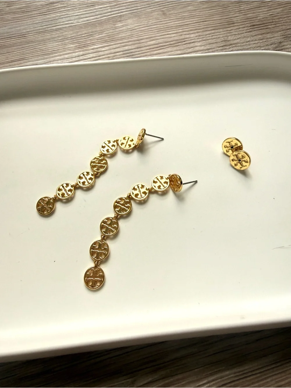 FINAL PRICE Tory Burch Chain Logo Linear Stud Earrings